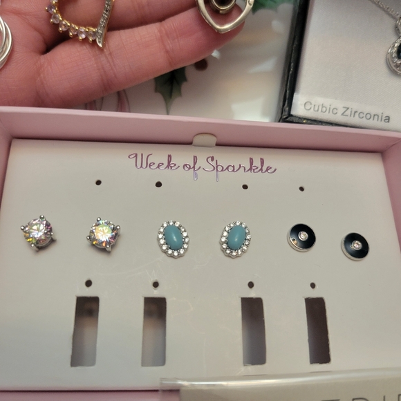 Lot 4 17 piece Silver 925 sterling necklace earring bracelet bundle lot - Picture 4 of 11